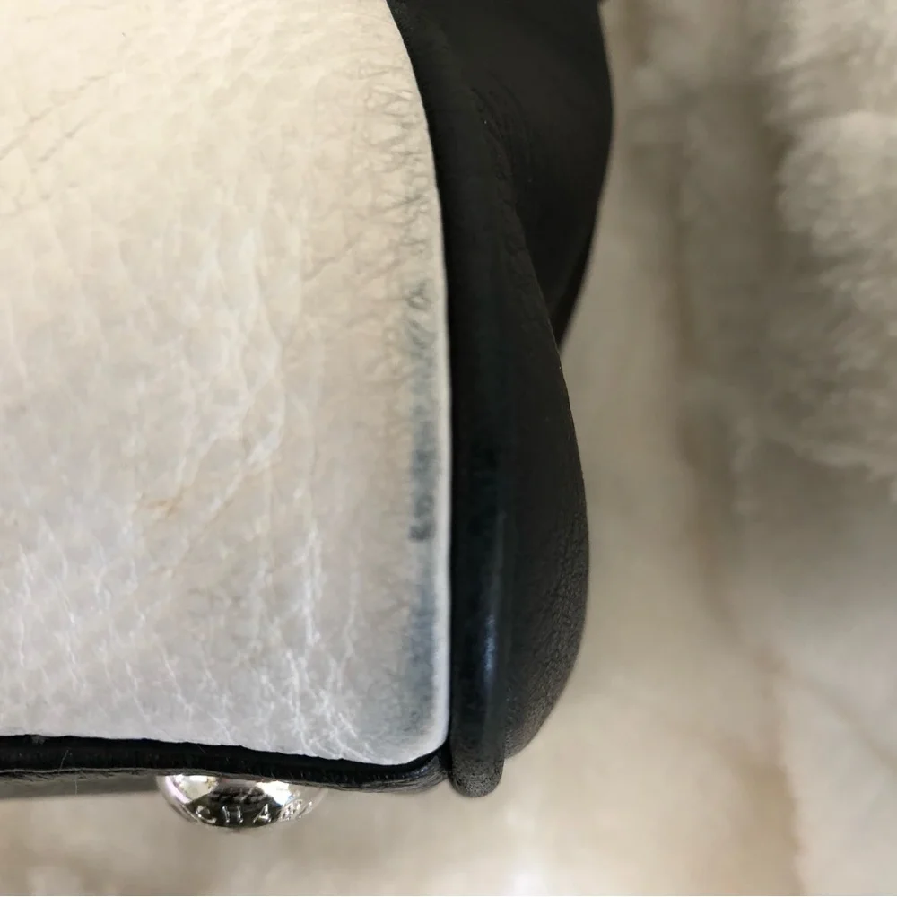 Michael Kors Black White Pebbled Leather Medium Knox Tassel Satchel. - Picture 6 of 15